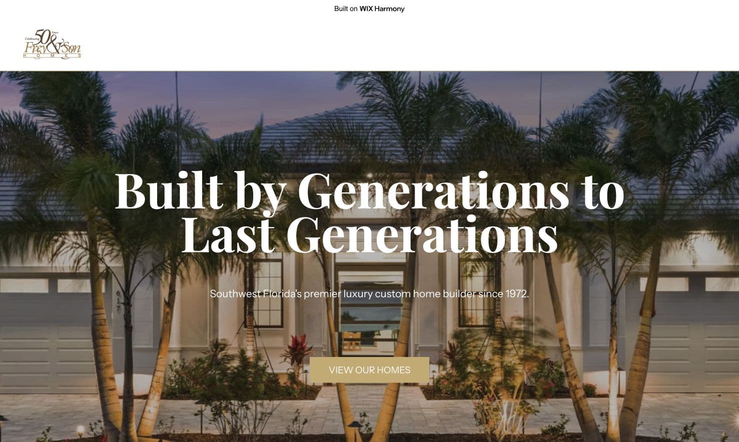 Frey and Son Homes concept homepage