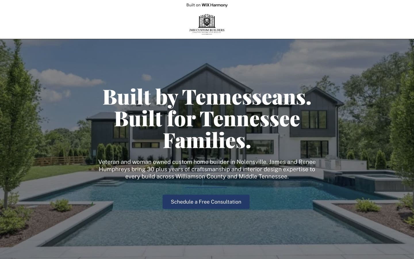 JMH Custom Builders concept homepage