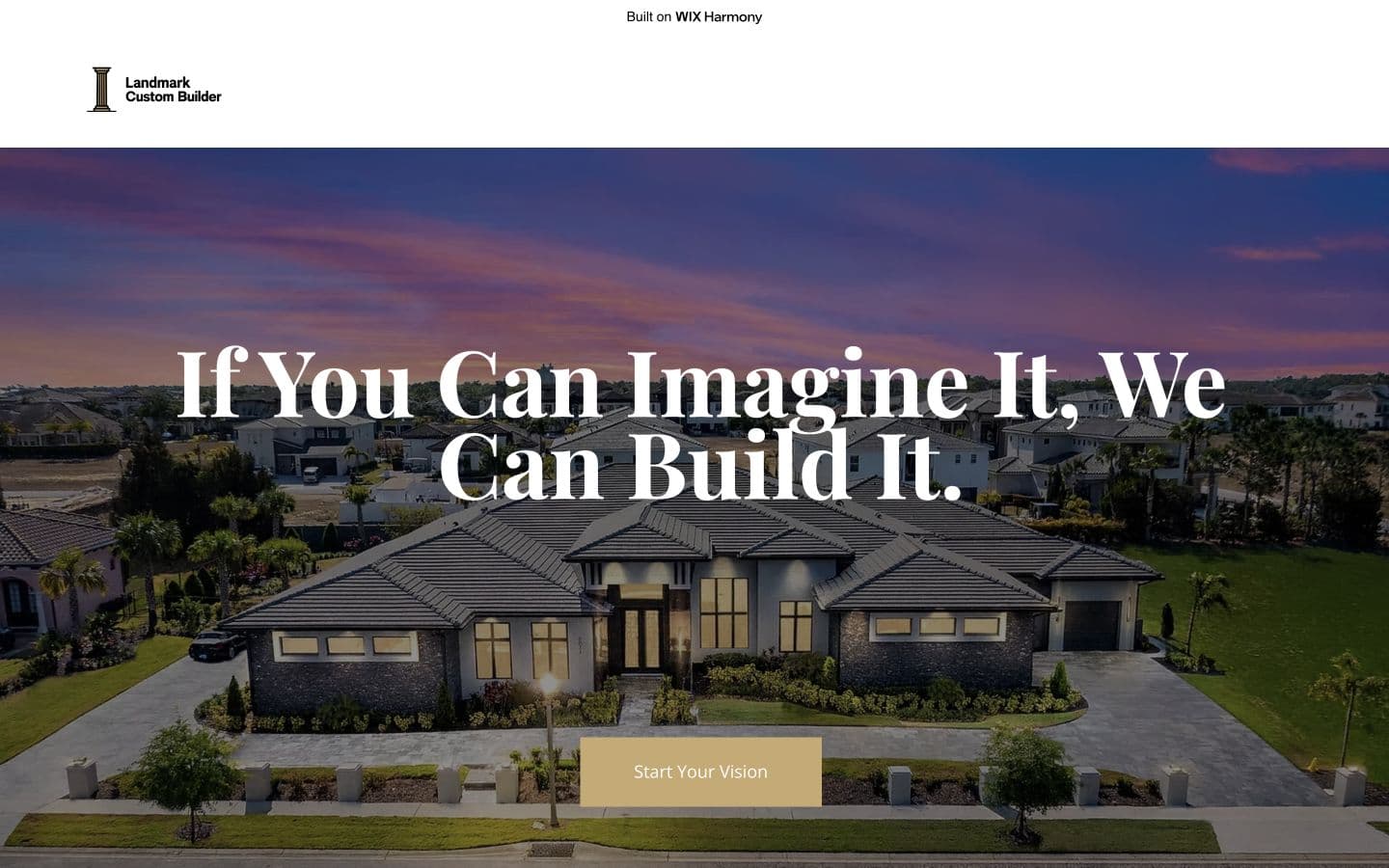 Landmark Custom Builder concept homepage