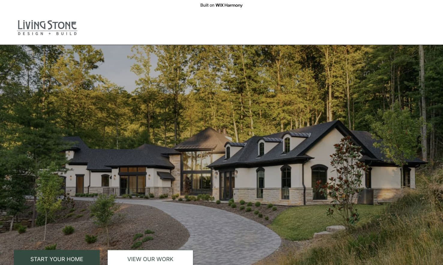Living Stone Design + Build concept homepage