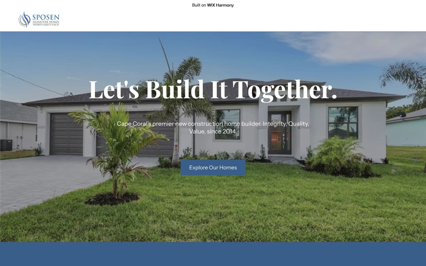 Sposen Signature Homes concept homepage